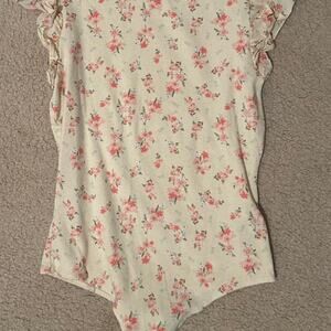 Cream and pink floral bodysuit
